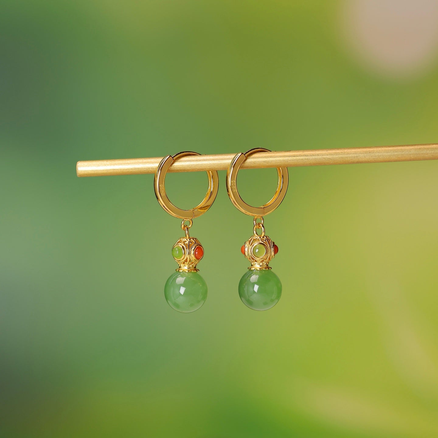 925_Silver_Nephrite_Green_Jade_Earrings_Fine_Texture_172
