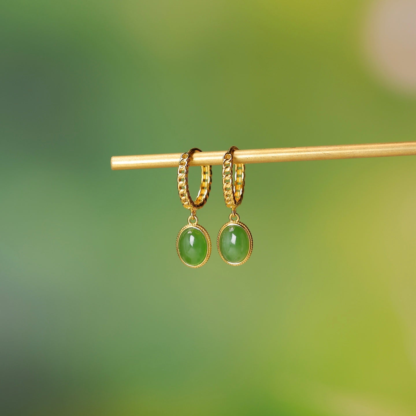 925_Silver_Nephrite_Green_Jade_Earrings_Fine_Texture_171