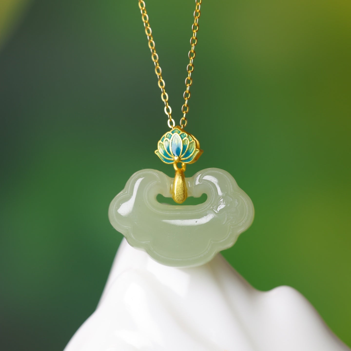 S925_Sterling_Silver_Hetian_Jade_Qinghai_Material_Ruyi_Lock_Ruyi_Pendant_Lotus