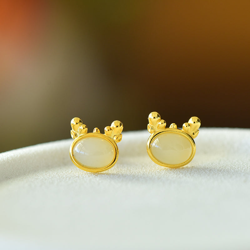 925_Silver_Earrings_Inlaid_Nephrite_Cute_Dragon_Earrings_Fine_Texture_Pure_Simple_Elegant_With_Certificate