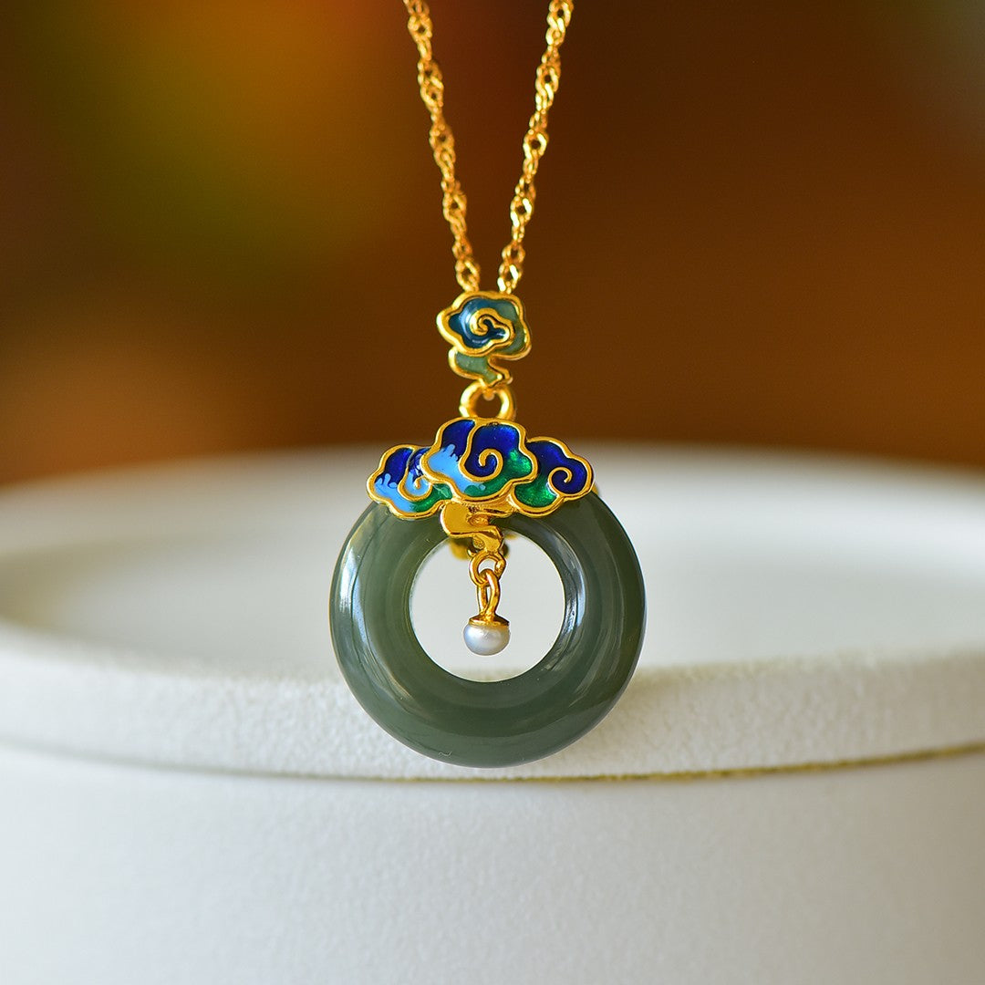S925_Sterling_Silver_Hetian_Jade_Qingshui_Jade_Pendant_Auspicious_Cloud