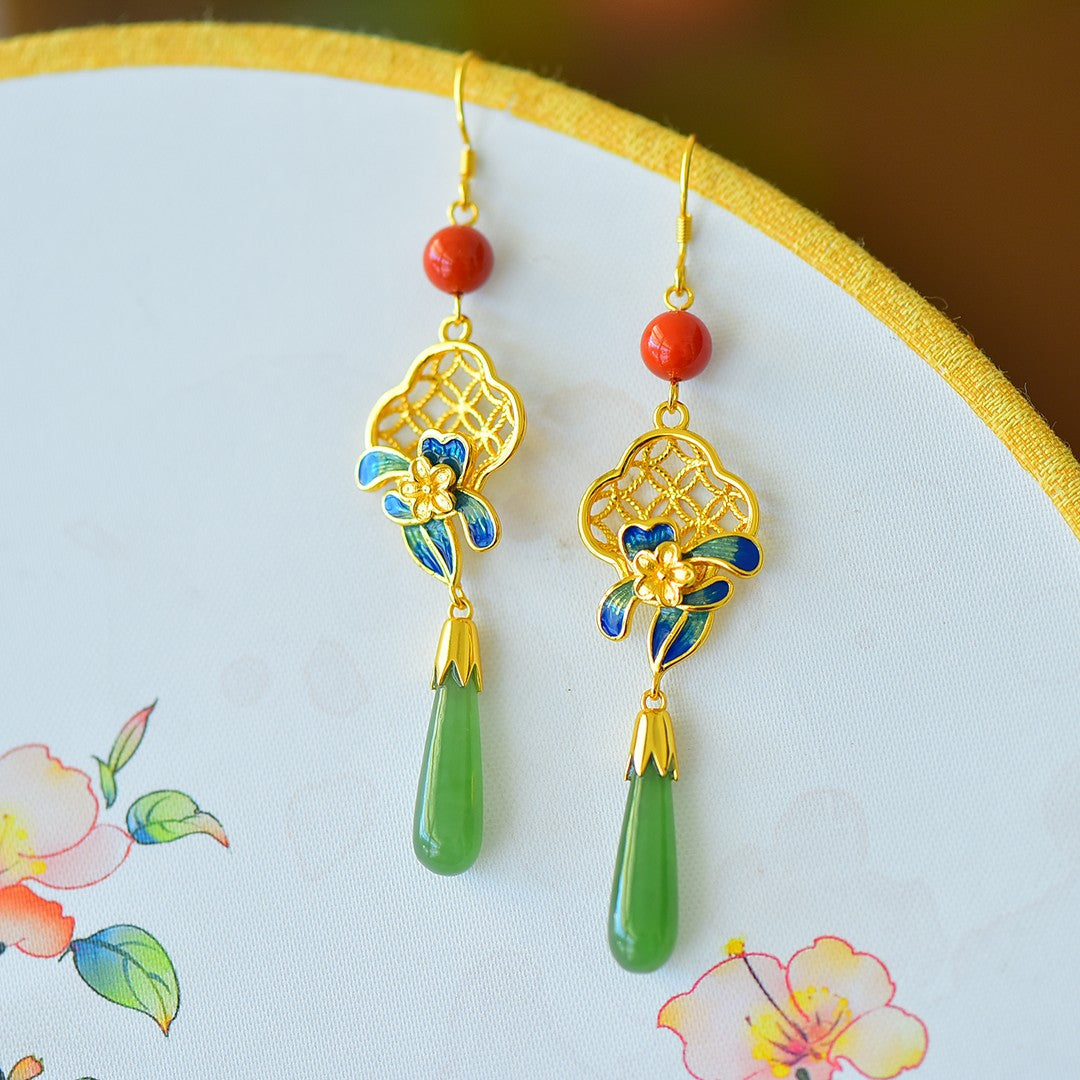925_Silver_Nephrite_Green_Jade_Earrings_Fine_Texture