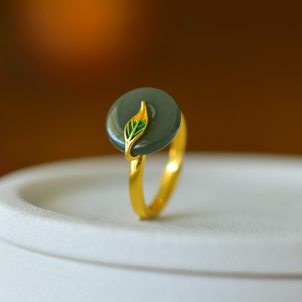 S925 Silver Nephrite Jade Prosperity Peace Buckle Ring