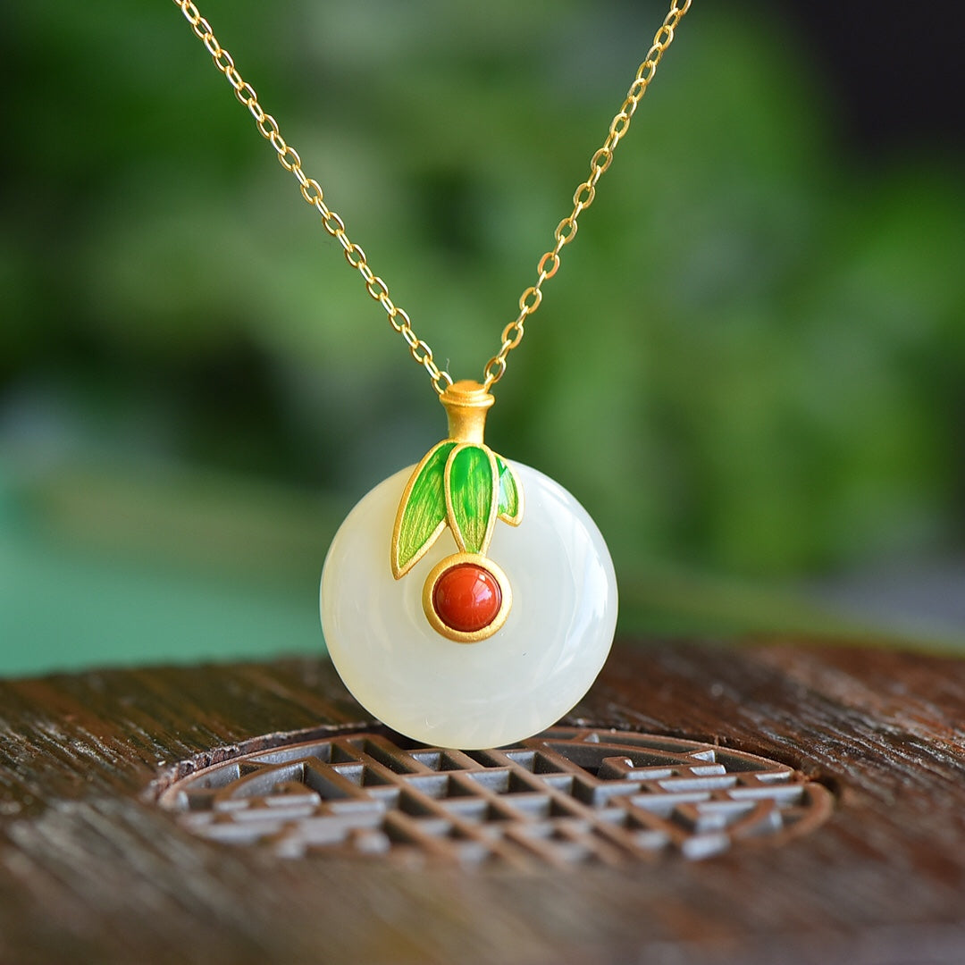 S925 Sterling Silver Nephrite Jade Bamboo Charm Jewelry Set