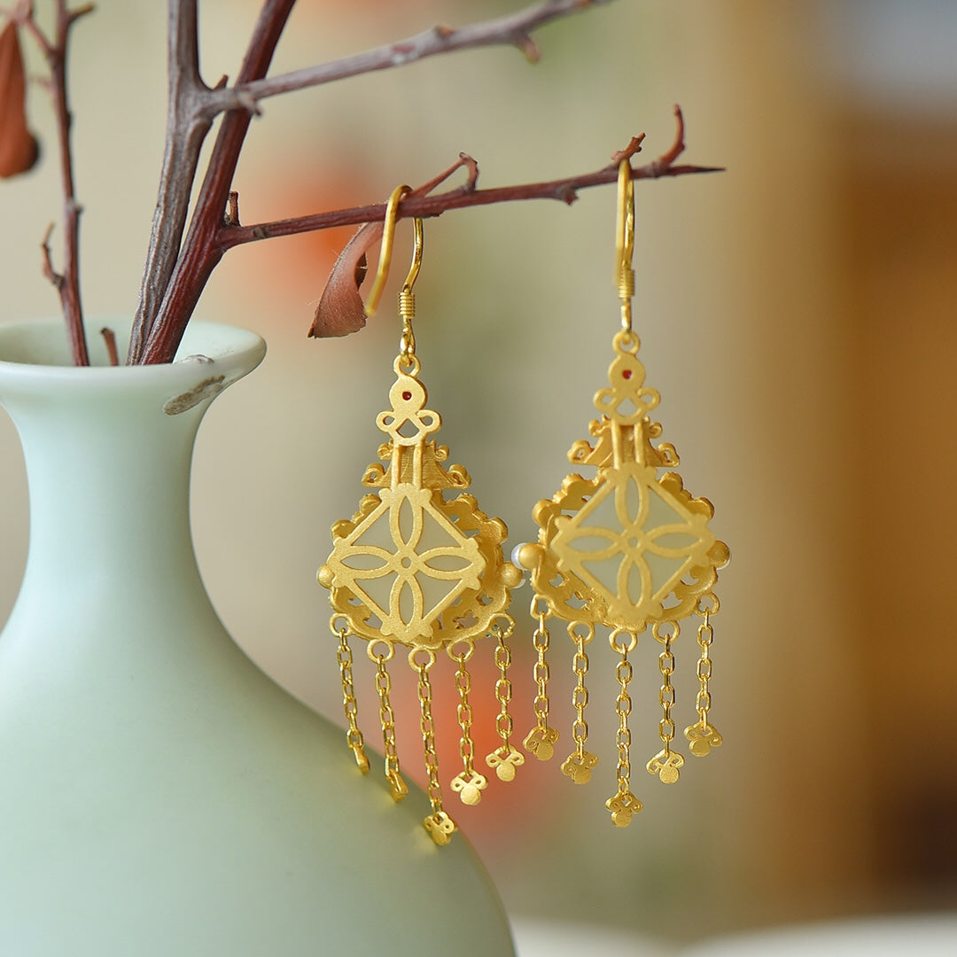 925_Silver_Nephrite_Earrings_Simple_Exquisite