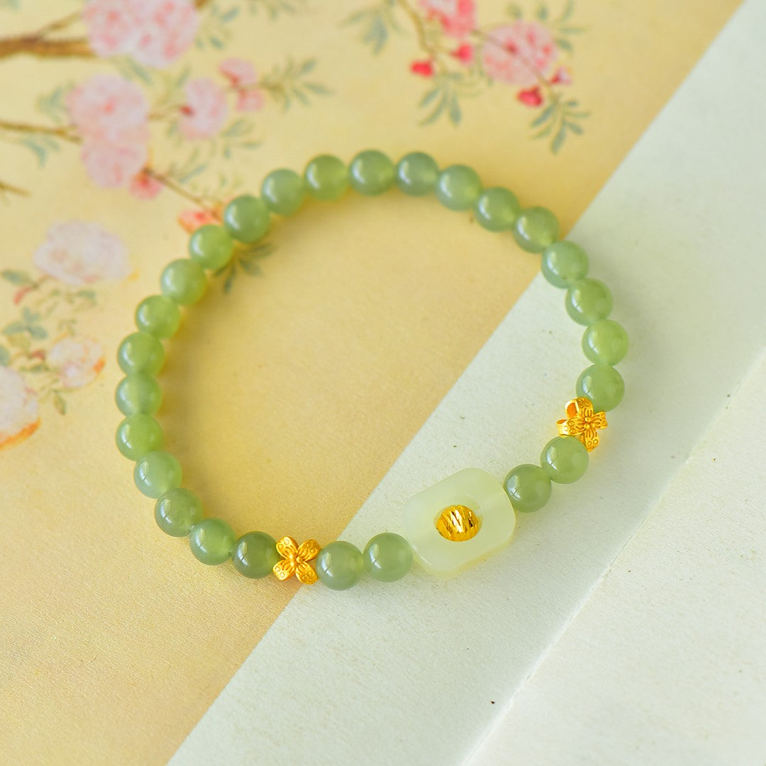 S925 Silver Nephrite Jade Bangle - Bamboo Joint Success Style