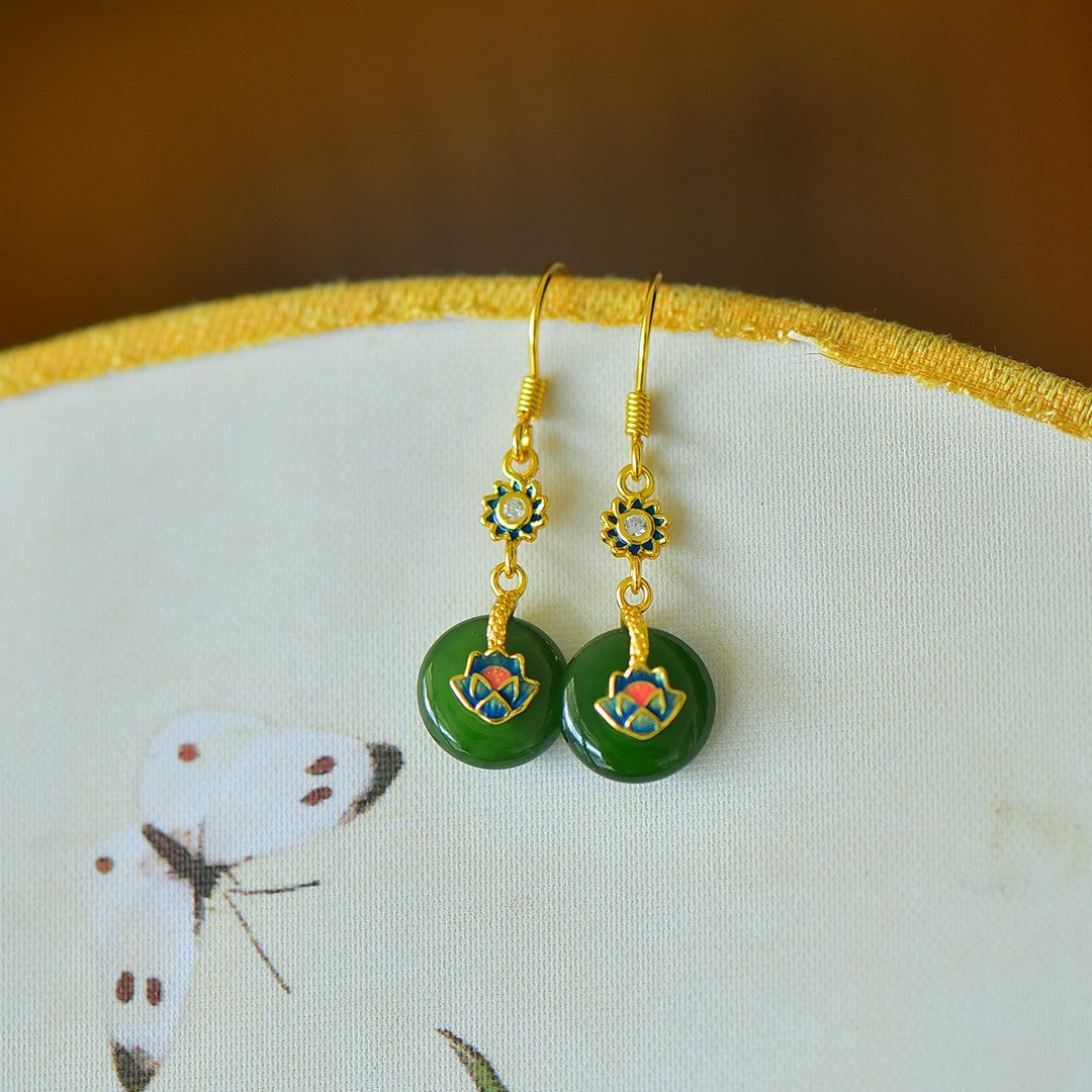 925_Silver_Nephrite_Green_Jade_Donut_Earrings