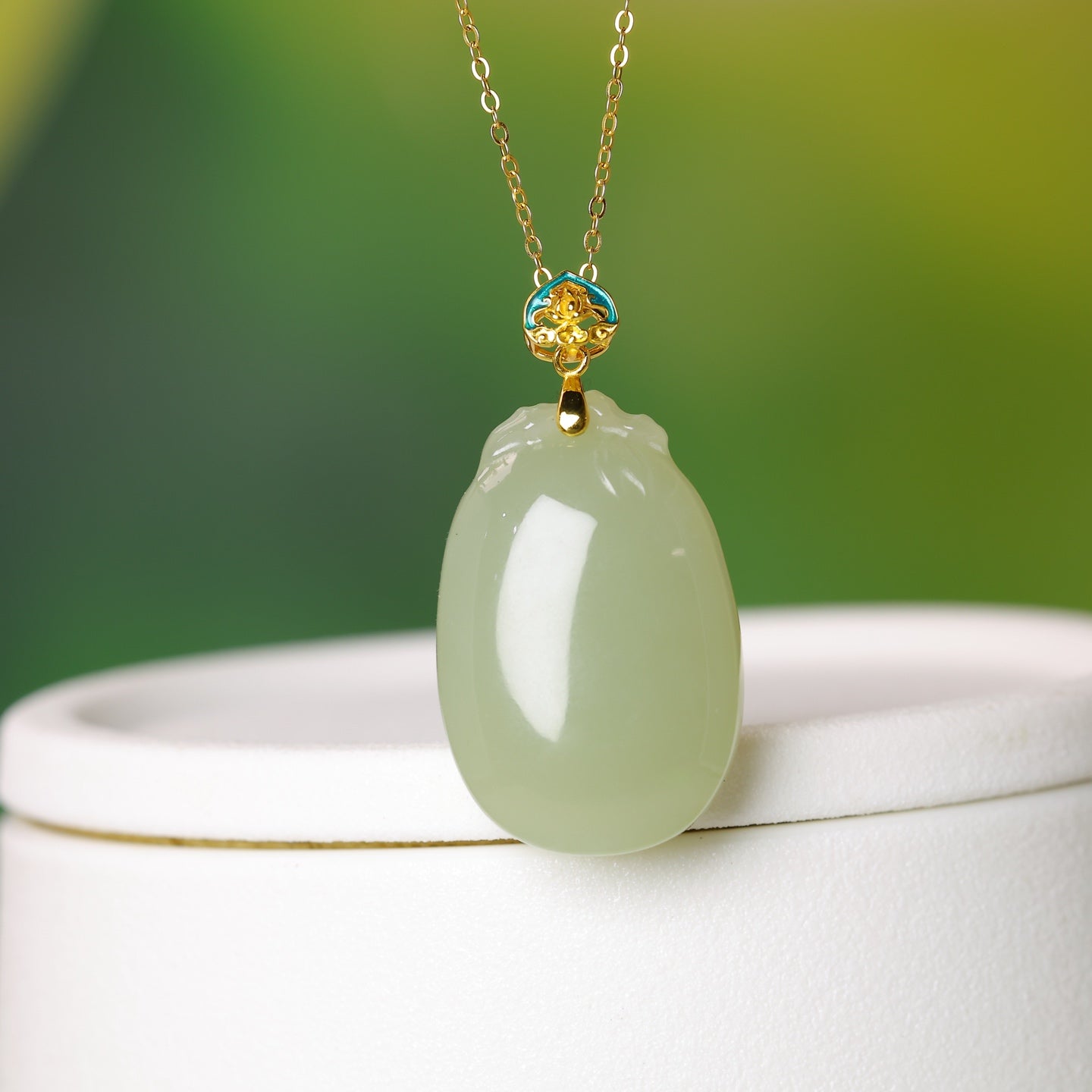 S925_Sterling_Silver_Hetian_Jade_Qinghai_Material_Pendant_Lotus