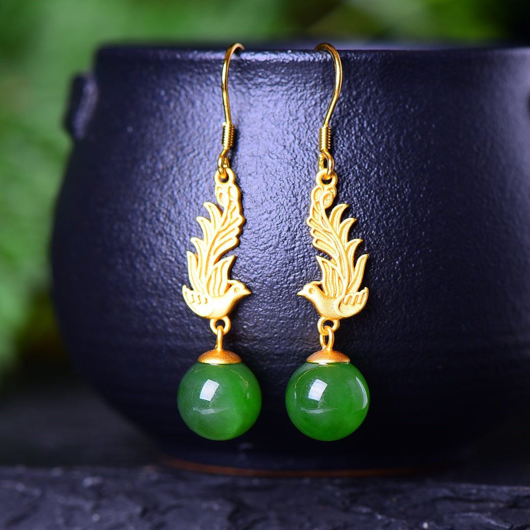 925_Silver_Nephrite_Green_Jade_Earrings_Fashion_Fine_Texture