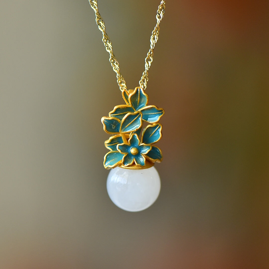 S925 Sterling Silver Nephrite Jade Spring Three-Piece Jewelry Set
