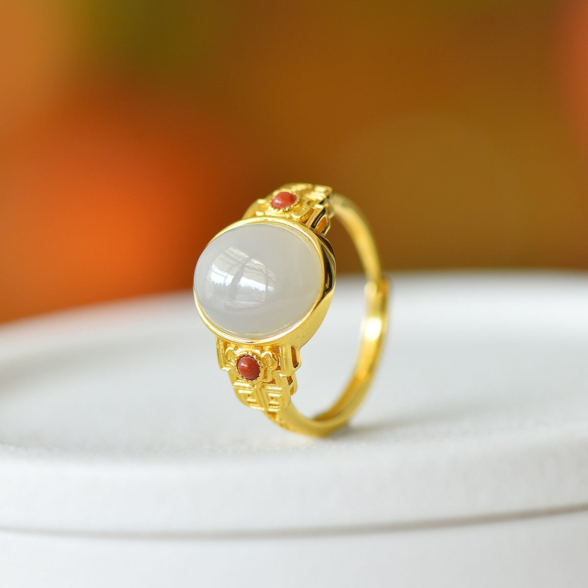 S925 Sterling Silver Nephrite Jade Smoky Purple Cabochon Ring