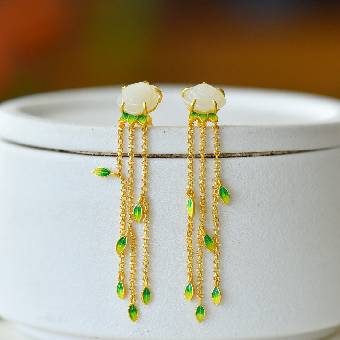 925_Silver_Nephrite_Earrings_Fine_Texture_Fashion