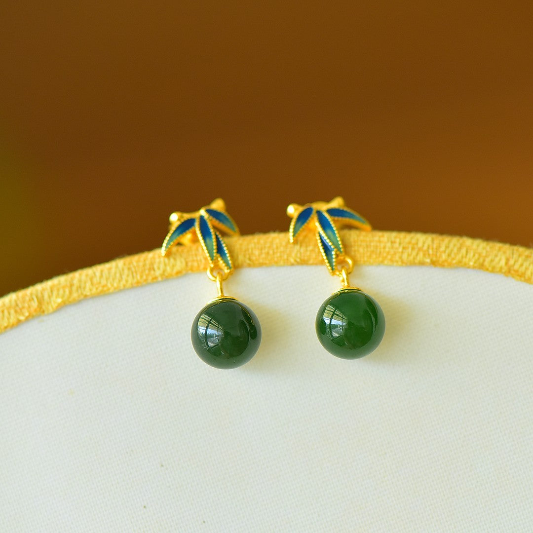 925_Silver_Nephrite_Earrings_Simple_With_Certificate_112