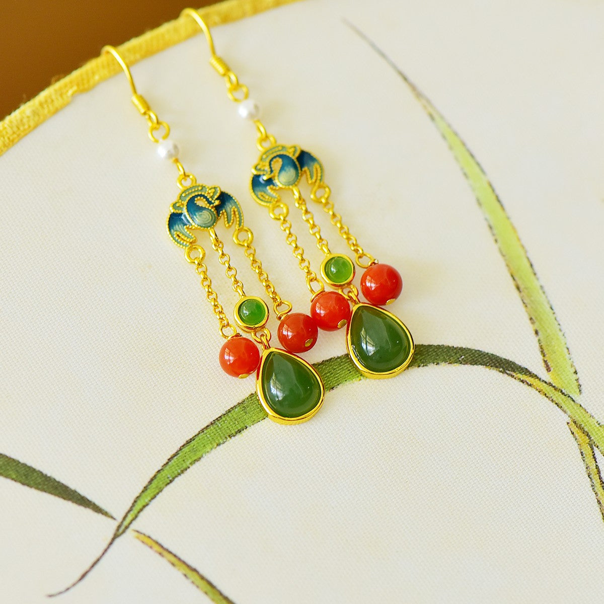 925_Silver_Nephrite_Green_Jade_Earrings_Fine_Texture_Exquisite