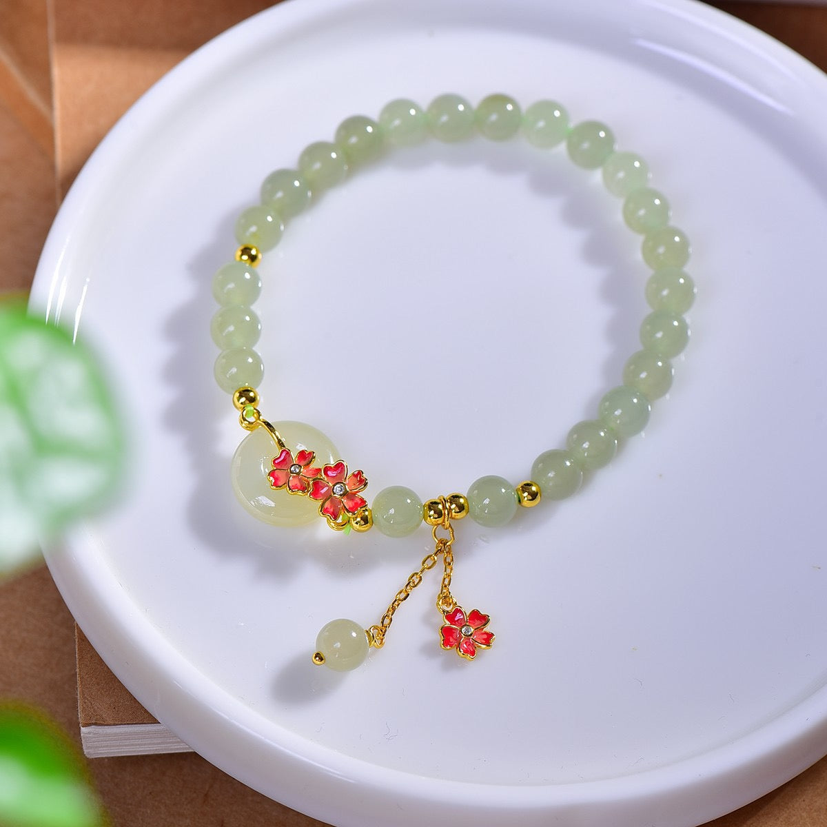 S925 Sterling Silver Green Jade Bangle - Ruyi Enamel Fine Jewelry