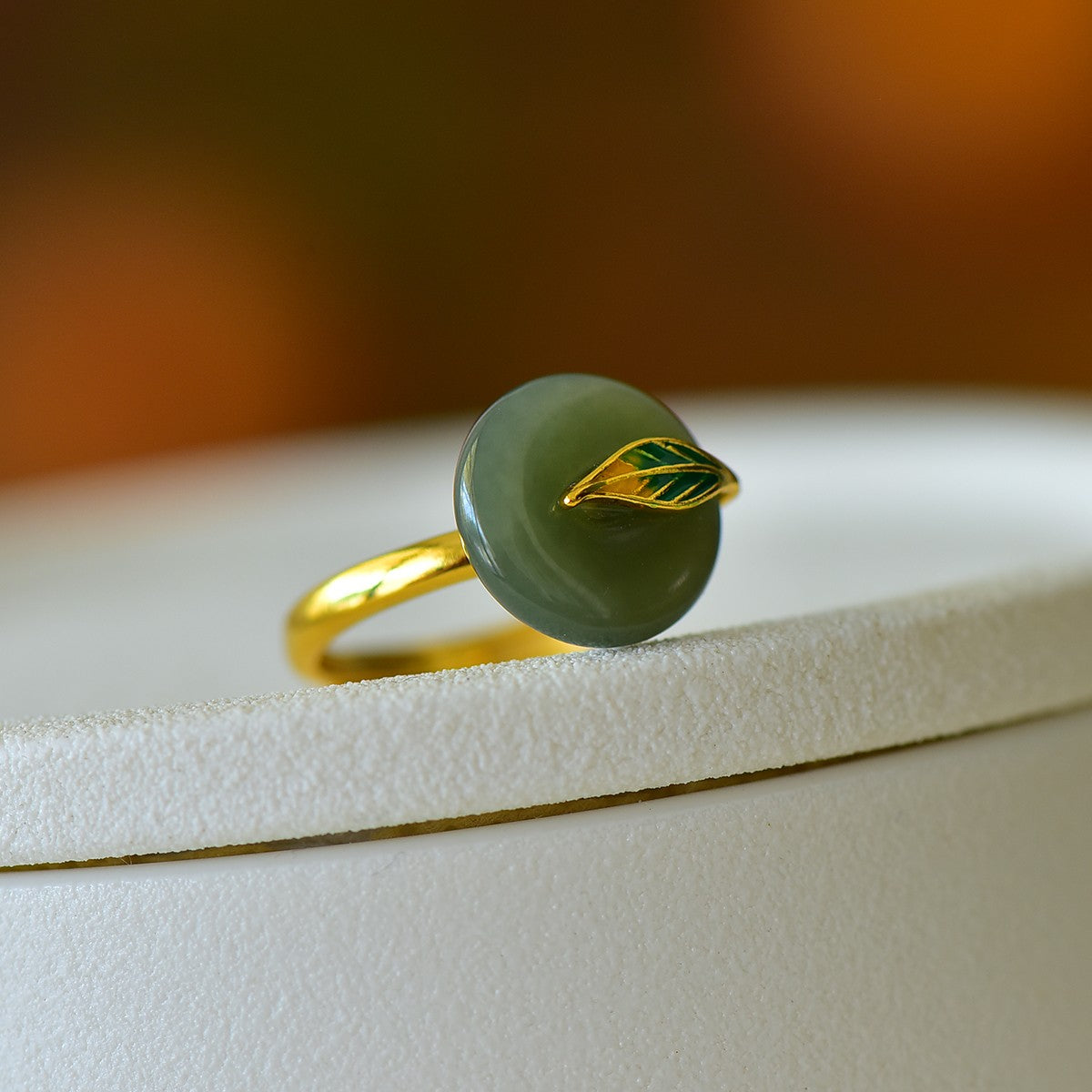 S925 Silver Nephrite Jade Prosperity Peace Buckle Ring