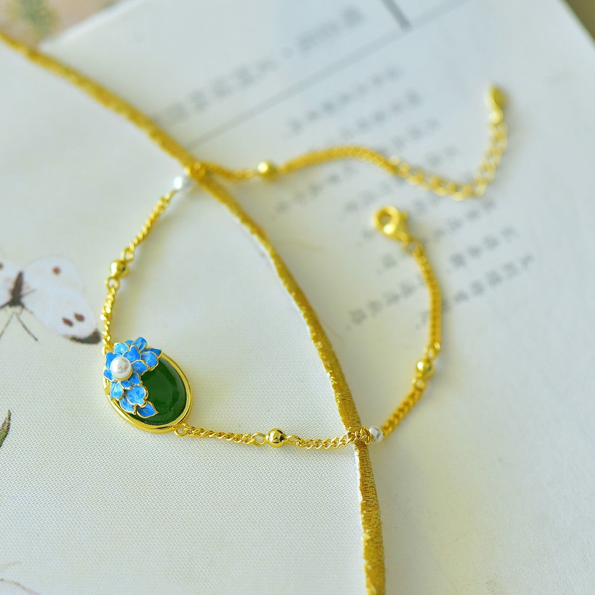 S925 Silver Nephrite Jade Bangle - Peony Flower Fine Texture Jewelry