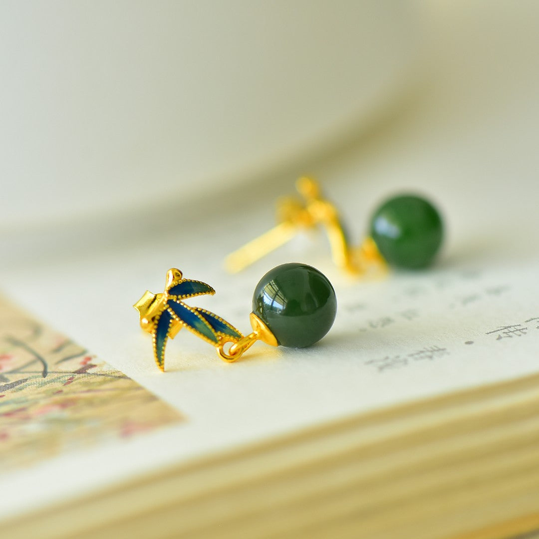 925_Silver_Nephrite_Earrings_Simple_With_Certificate_112