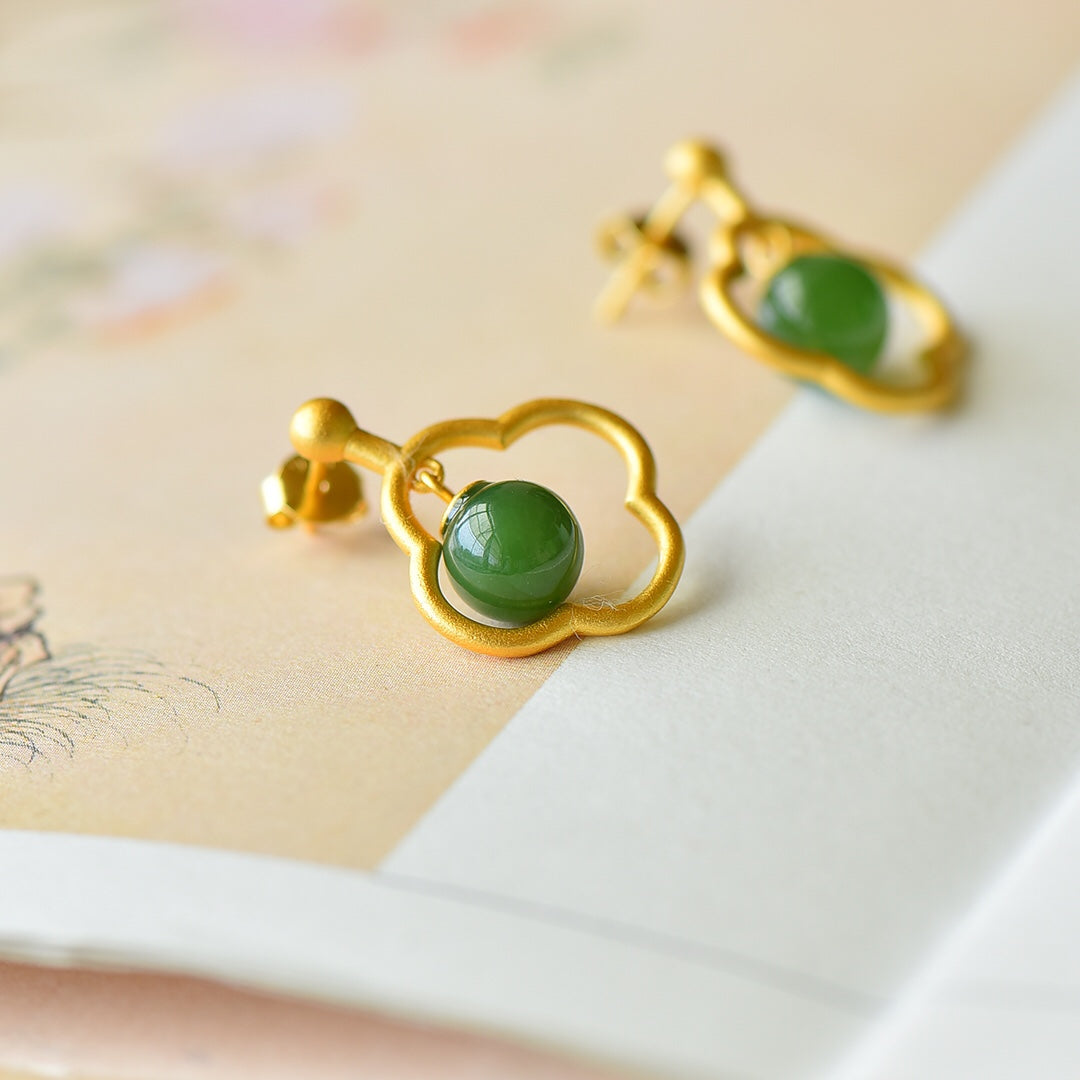 925_Silver_YtInlaid_Nephrite_Nephrite_Green_Jade_Earrings