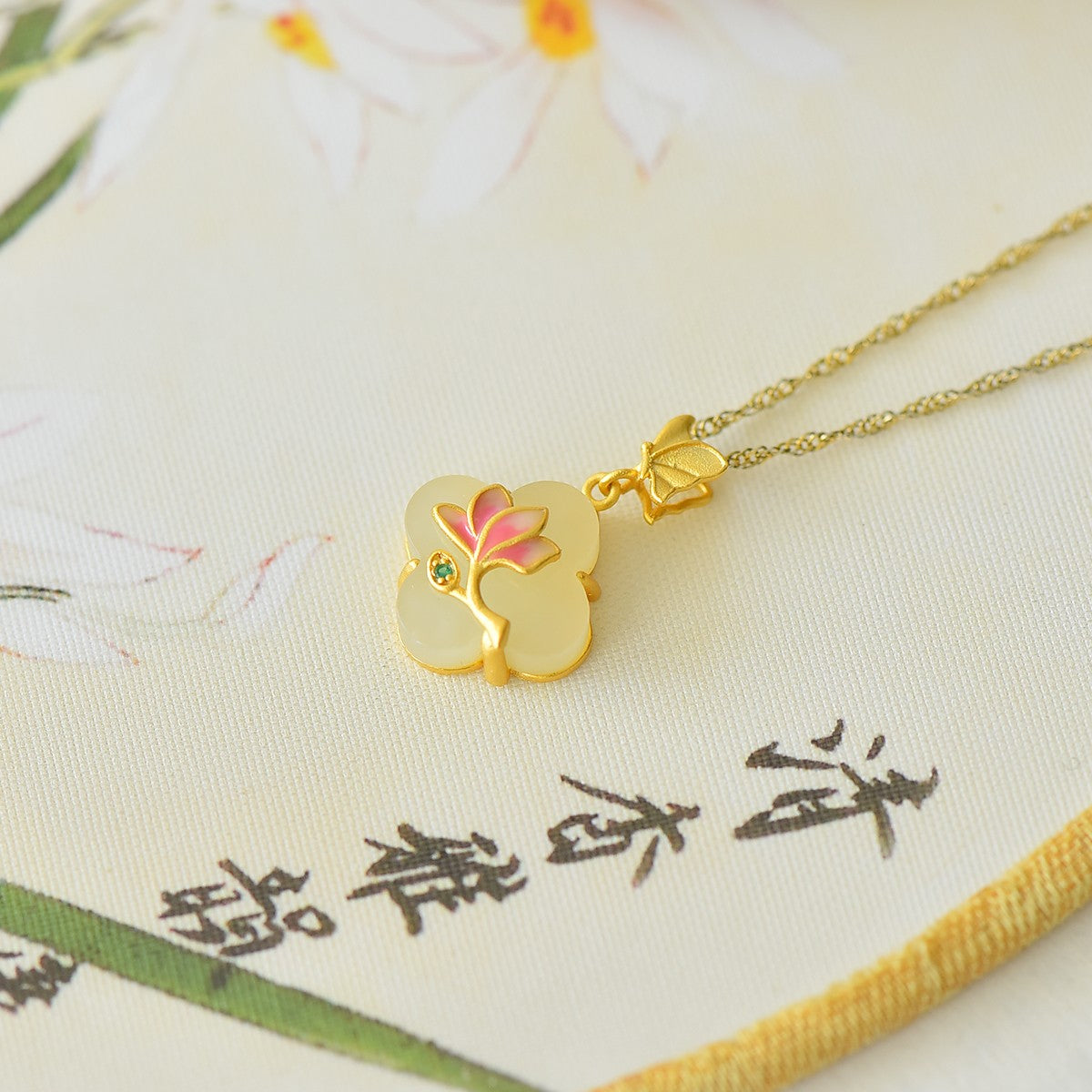 S925_Sterling_Silver_Hetian_Jade_Pendant_Clover_1
