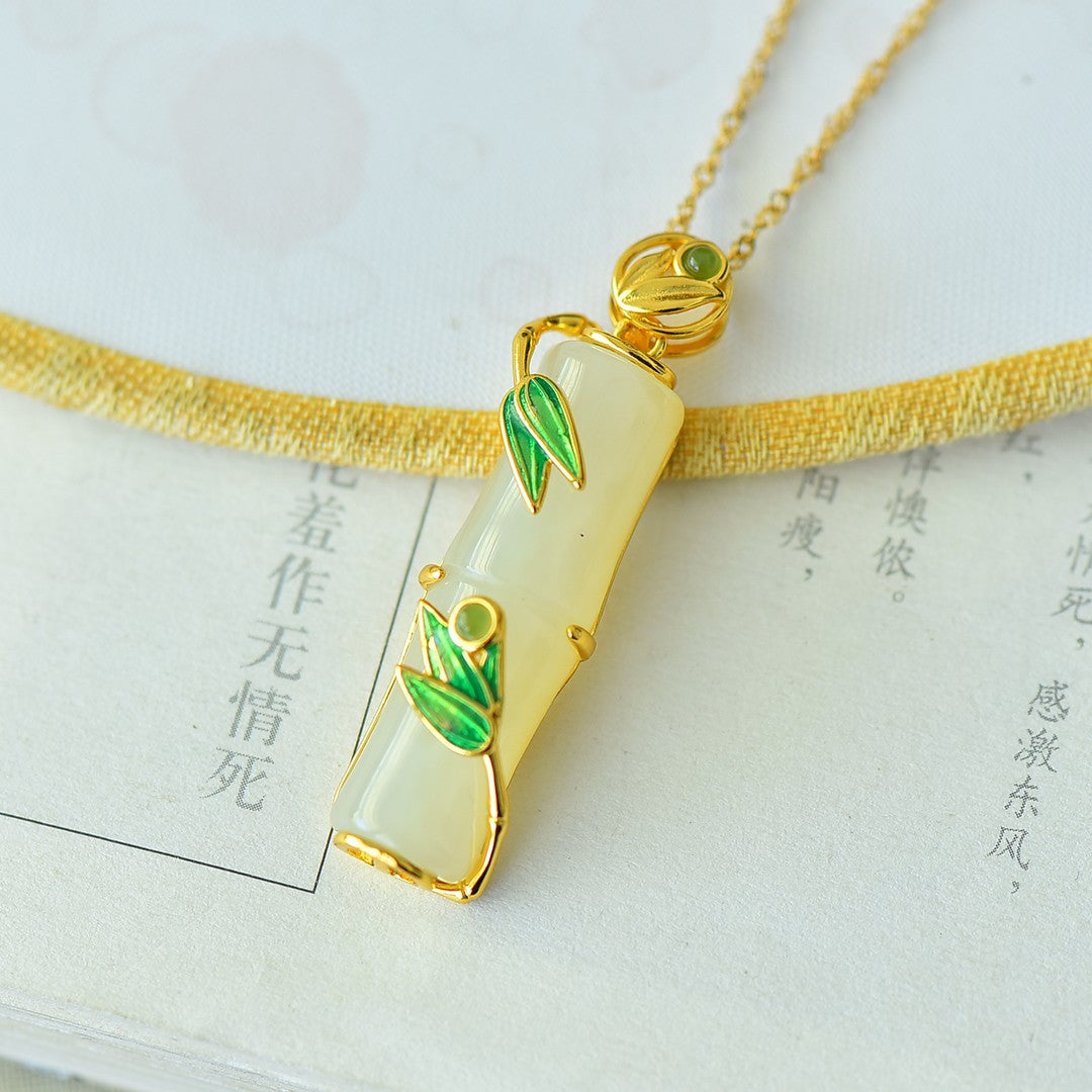 S925_Sterling_Silver_Hetian_Jade_Pendant_Bamboo