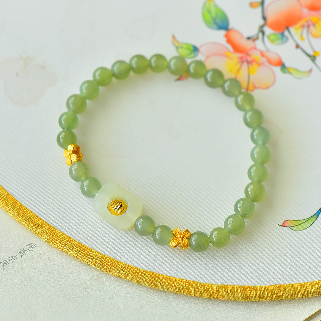 S925 Silver Nephrite Jade Bangle - Bamboo Joint Success Style