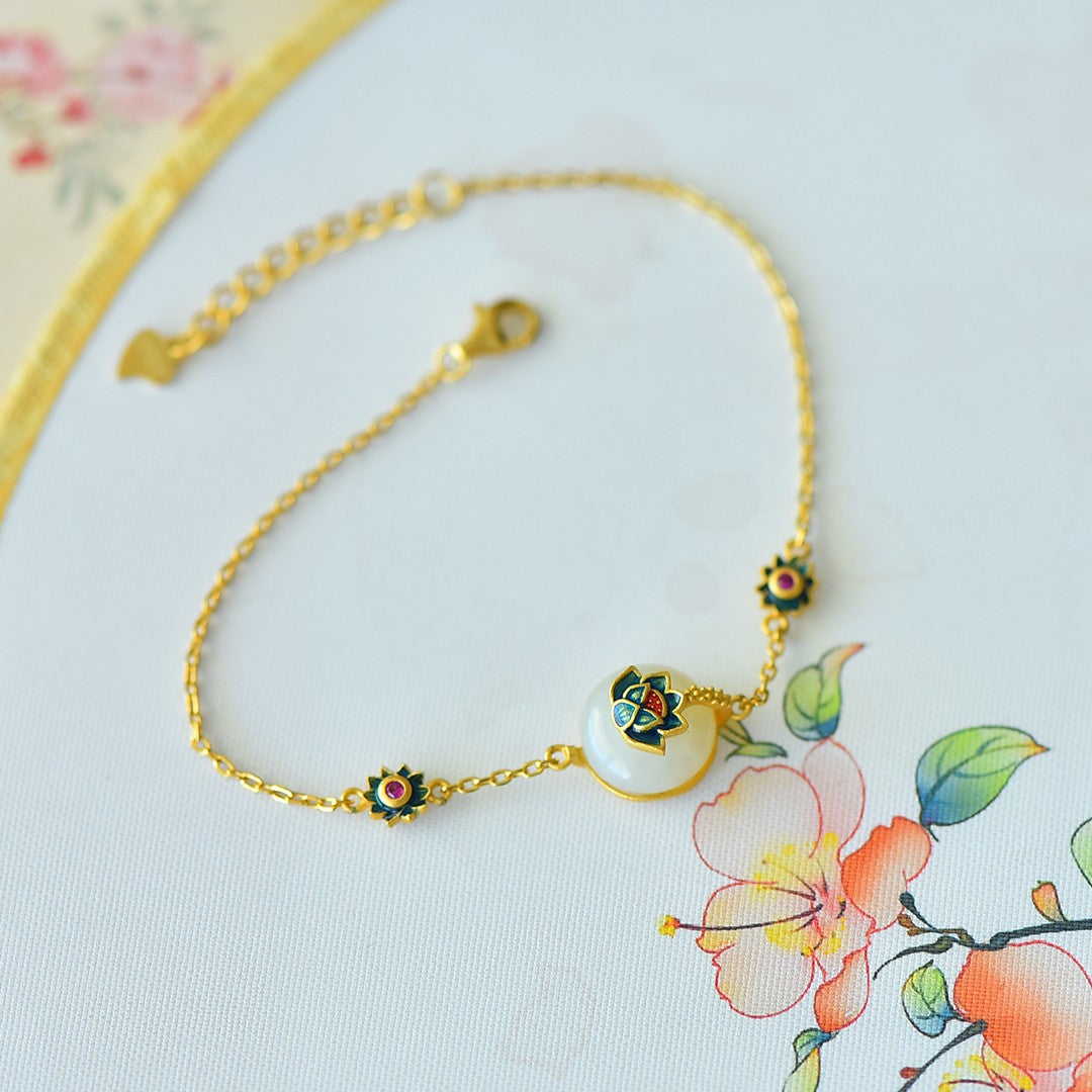 S925 Silver Nephrite Jade Peace & Joy Buckle Jewelry Set