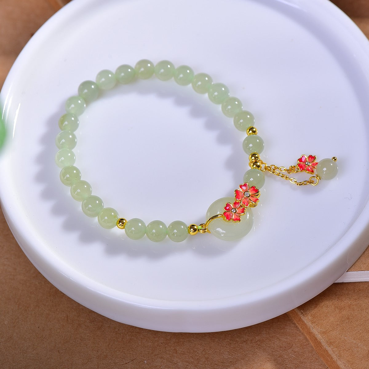 S925 Sterling Silver Green Jade Bangle - Ruyi Enamel Fine Jewelry