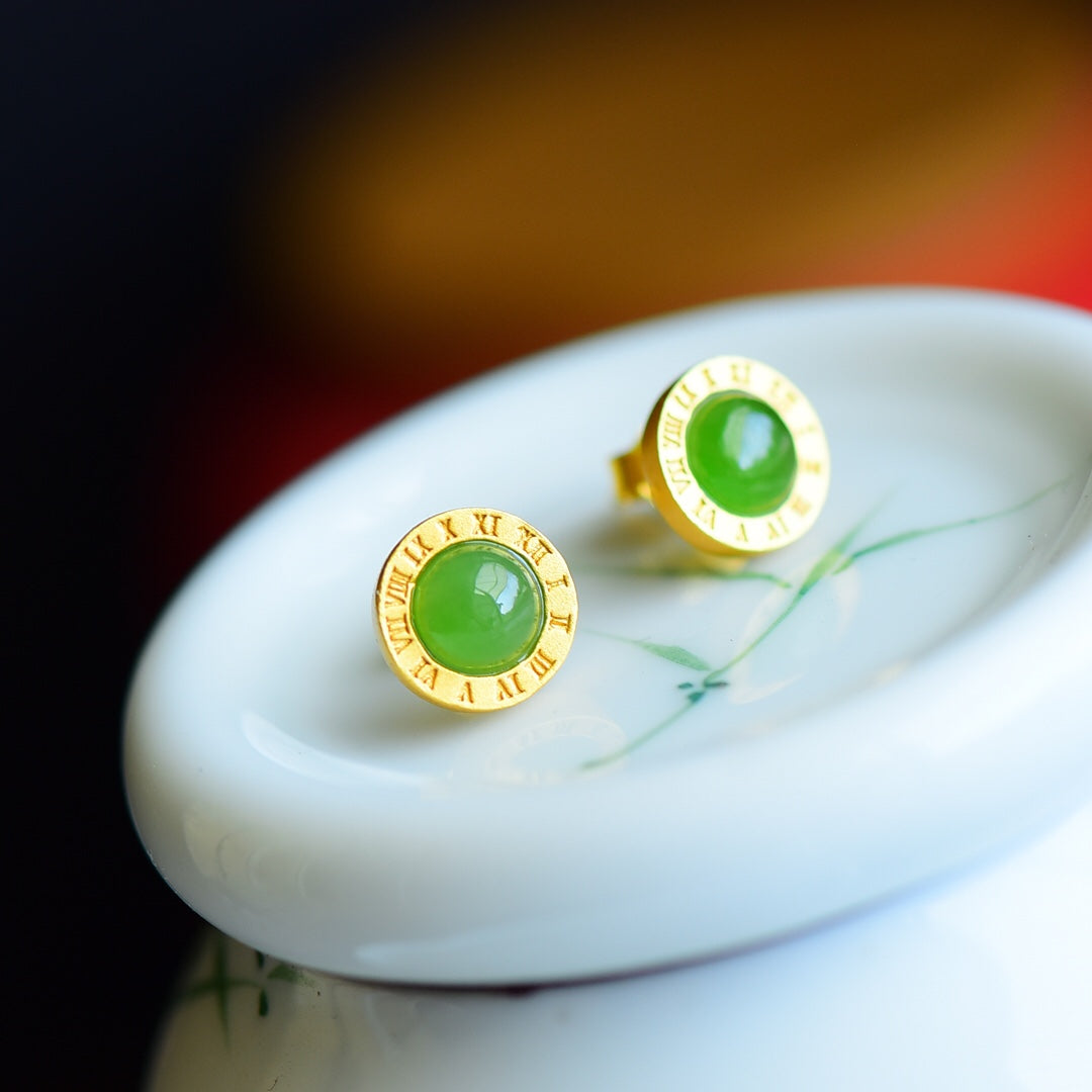 925_Silver_Nephrite_Green_Jade_Earrings_Fashion_Simple