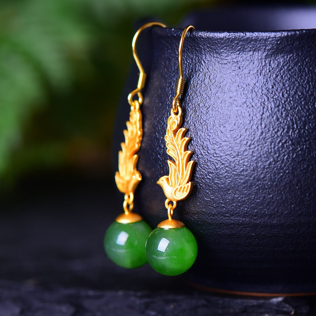 925_Silver_Nephrite_Green_Jade_Earrings_Fashion_Fine_Texture