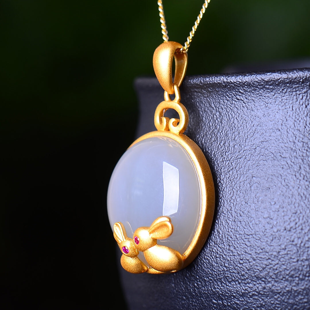 S925_Sterling_Silver_Hetian_Jade_Pendant_Rabbit