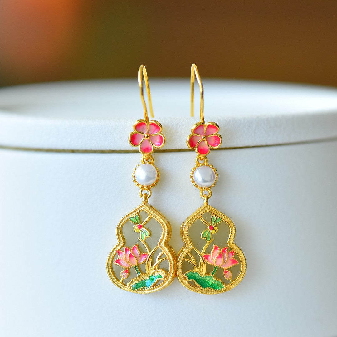 S925 Sterling Silver Nephrite Jade Butterfly & Flower Gourd Jewelry Set