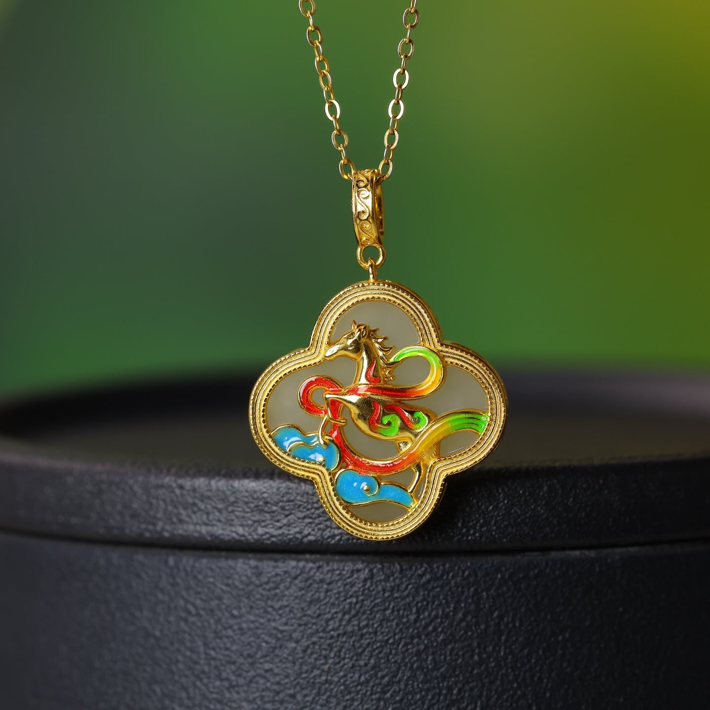 S925_Sterling_Silver_Hetian_Jade_Pendant_Clover_Pony
