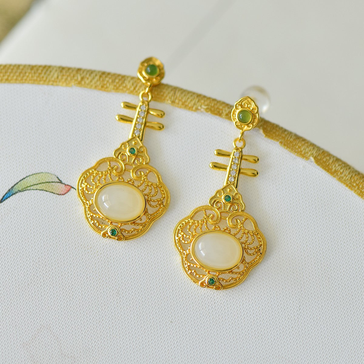 925_Silver_Nephrite_Earrings_Fine_Texture_With_Certificate_237