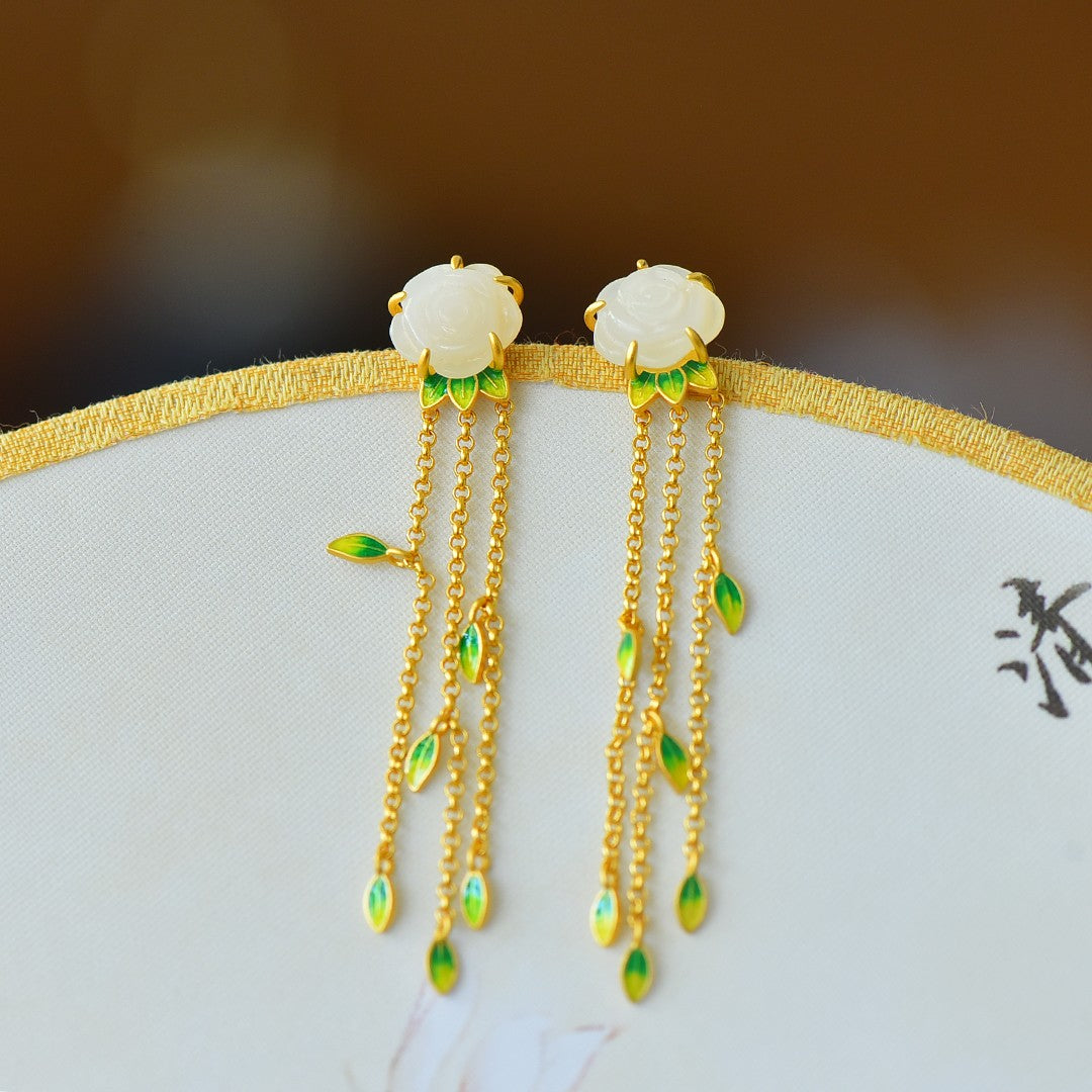 925_Silver_Nephrite_Earrings_Fine_Texture_Fashion