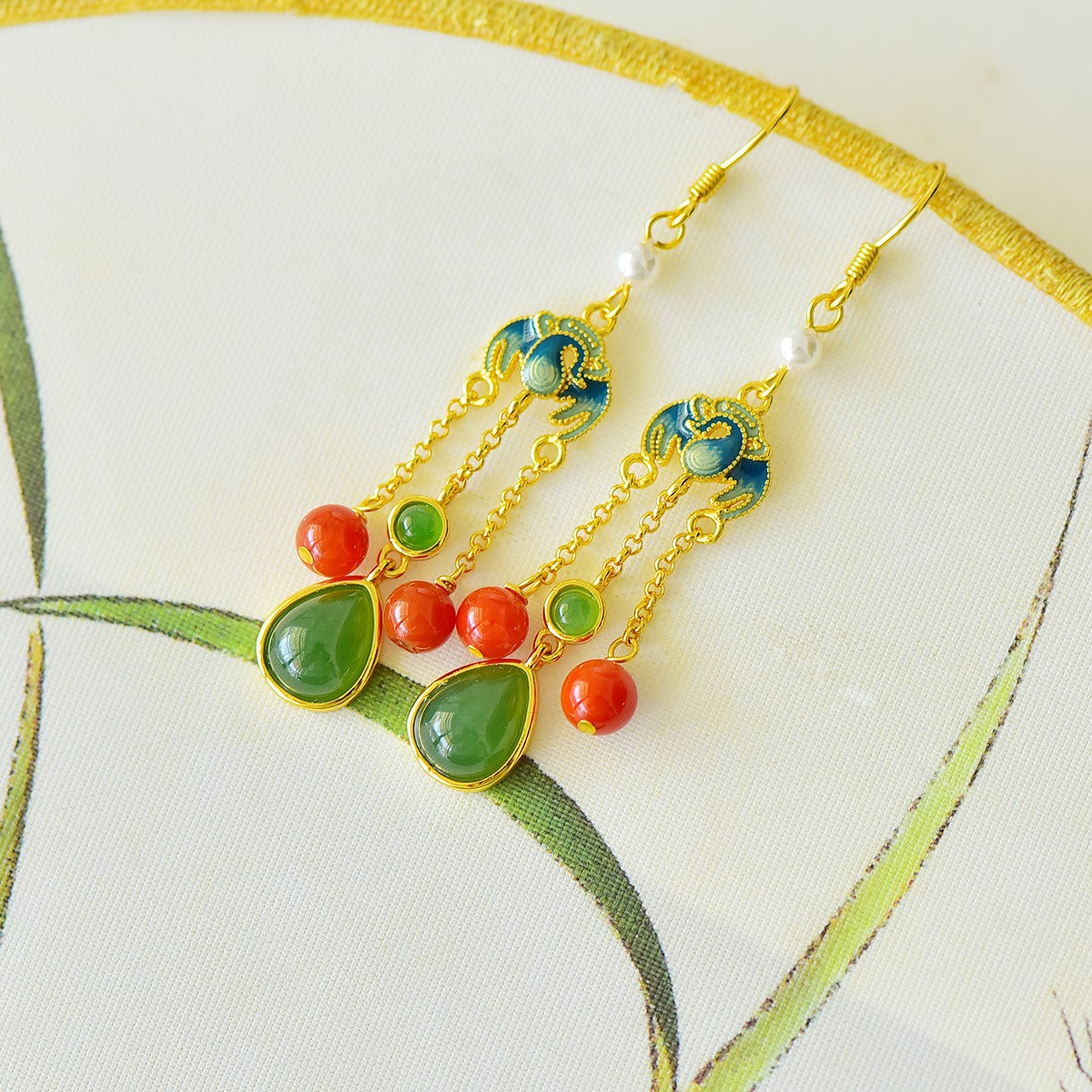 925_Silver_Nephrite_Green_Jade_Earrings_Fine_Texture_Exquisite