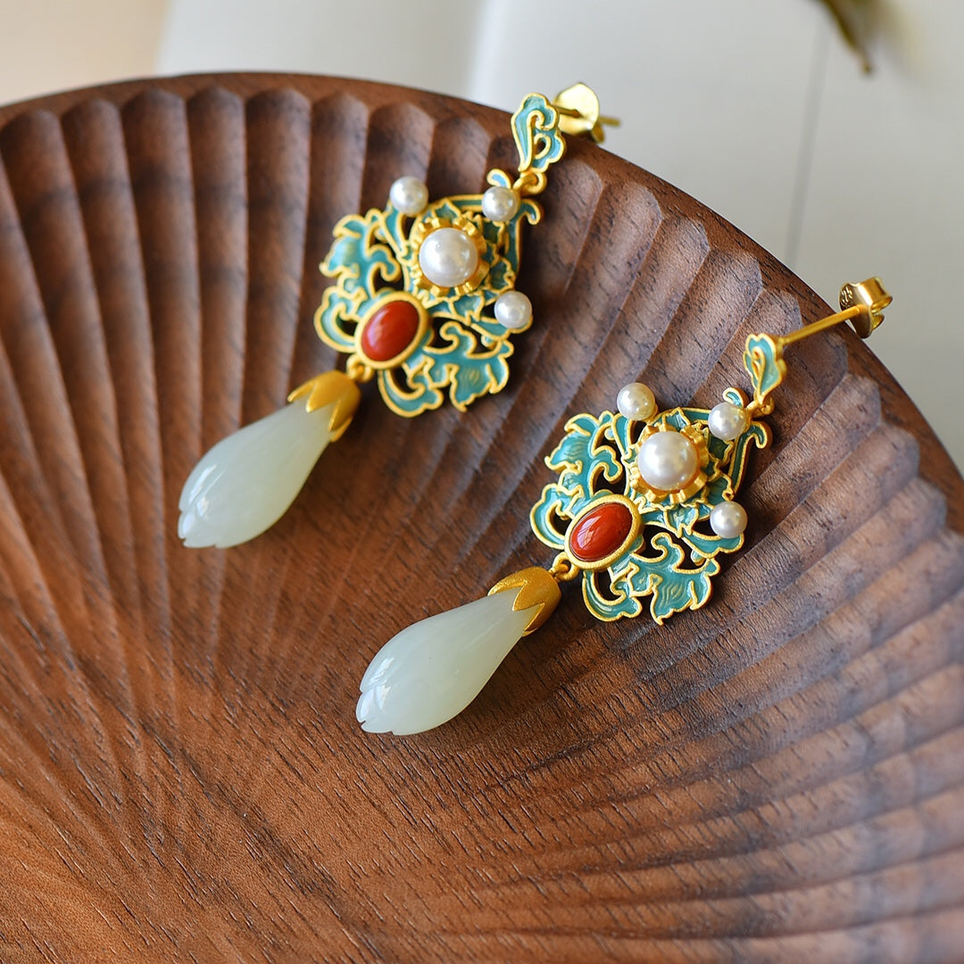 925_Silver_Yt_Nephrite_Earrings_Inlaid_Fashion