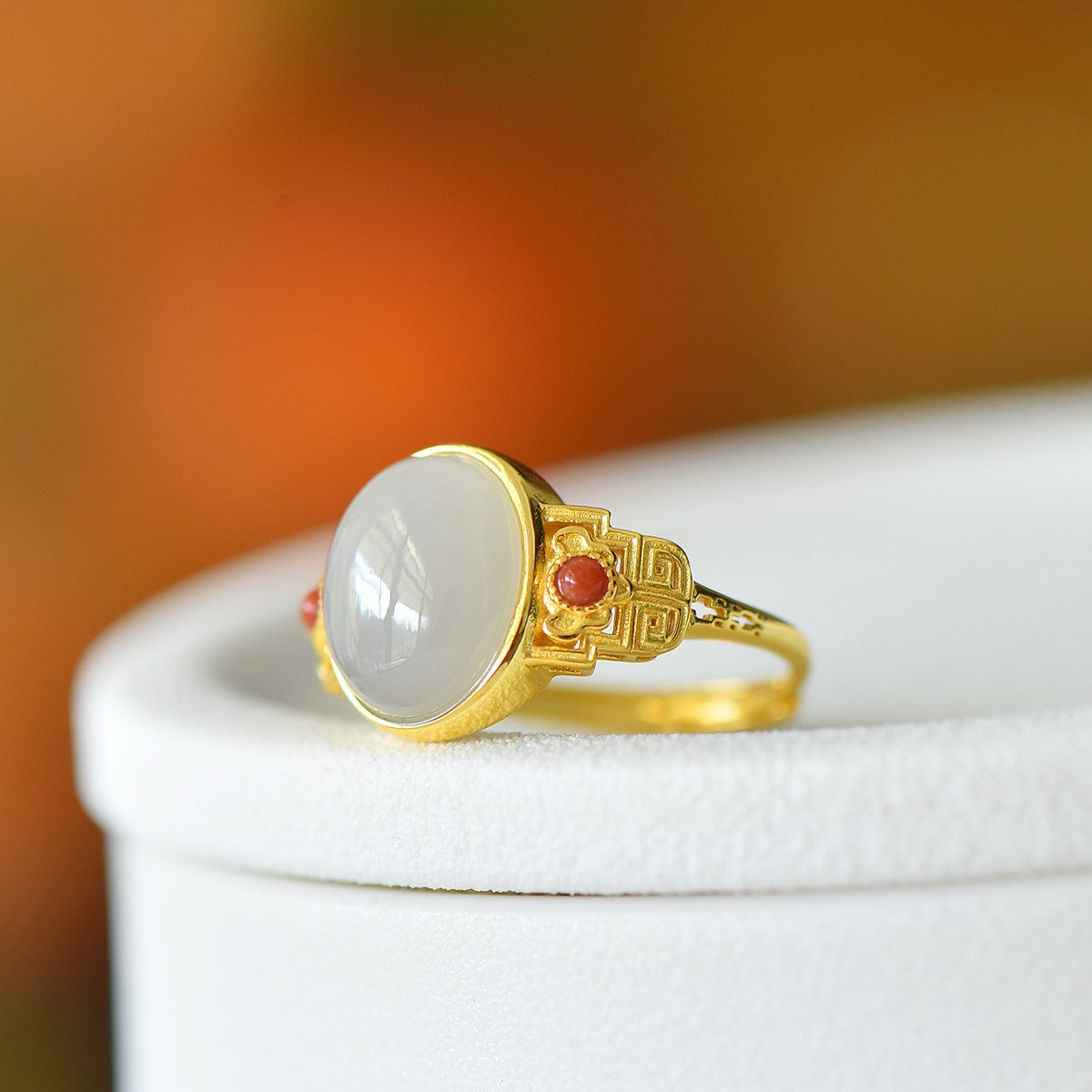 S925 Sterling Silver Nephrite Jade Smoky Purple Cabochon Ring