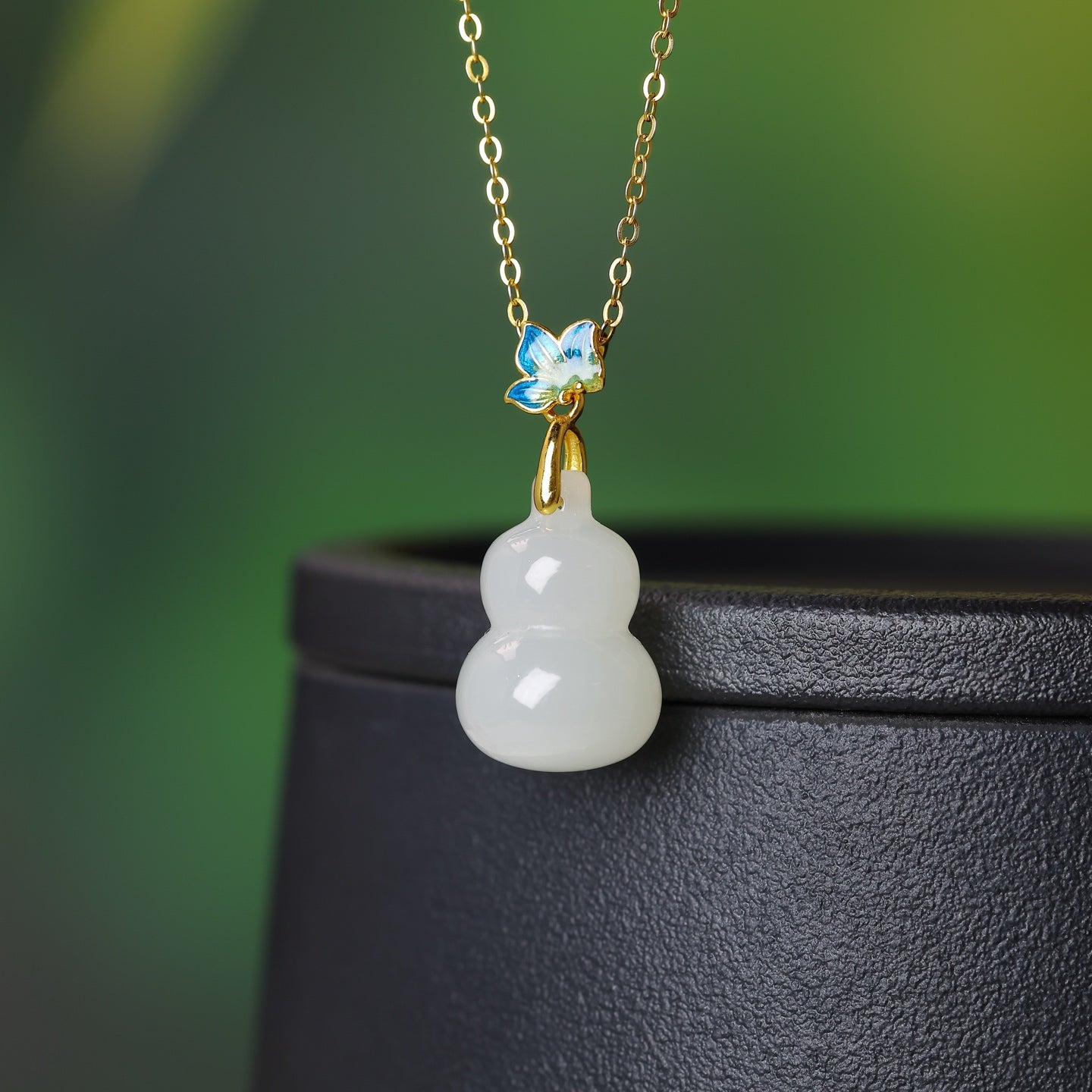 S925_Sterling_Silver_Hetian_Jade_Qinghai_Material_Pendant_Gourd