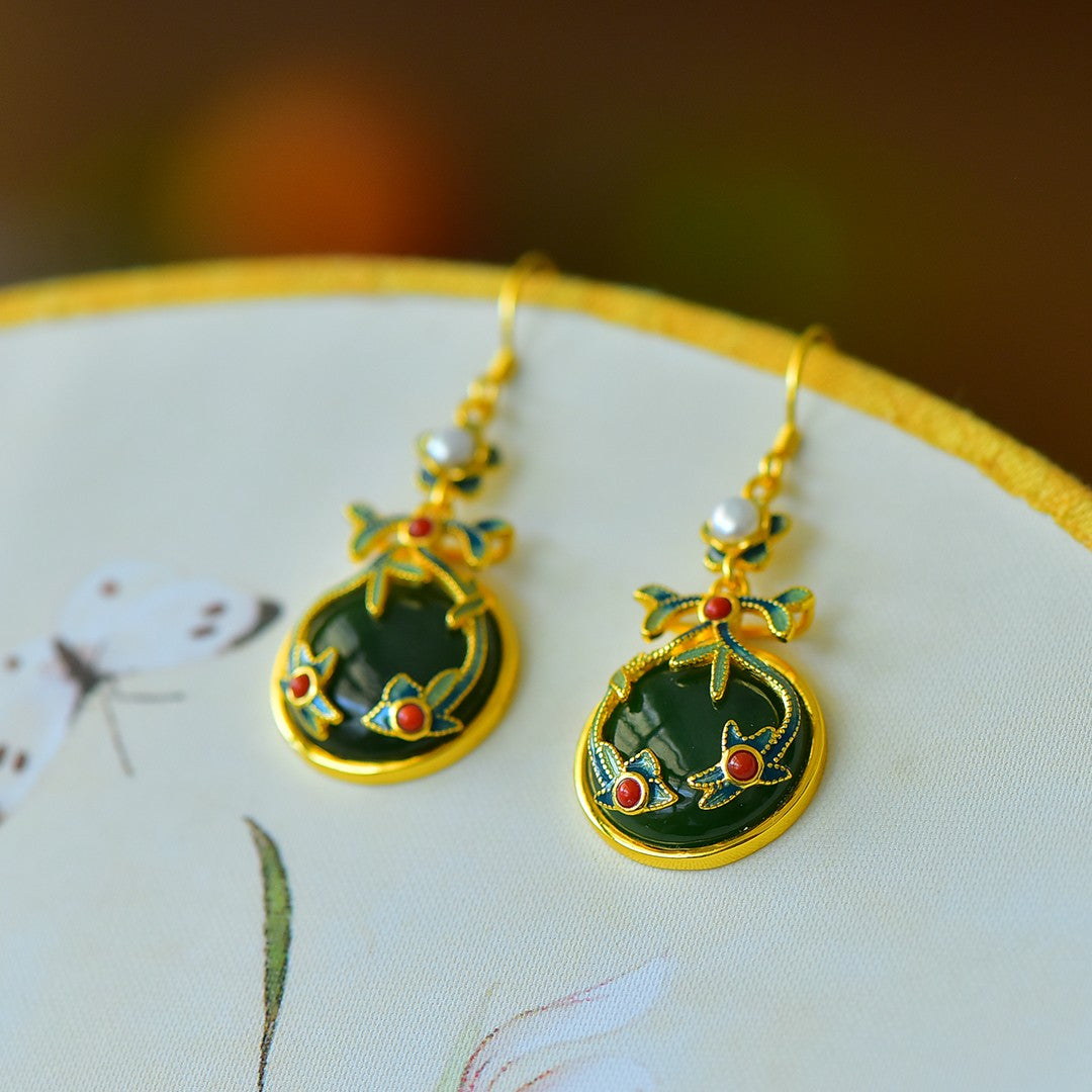 925_Silver_Nephrite_Green_Jade_Earrings_Elegant
