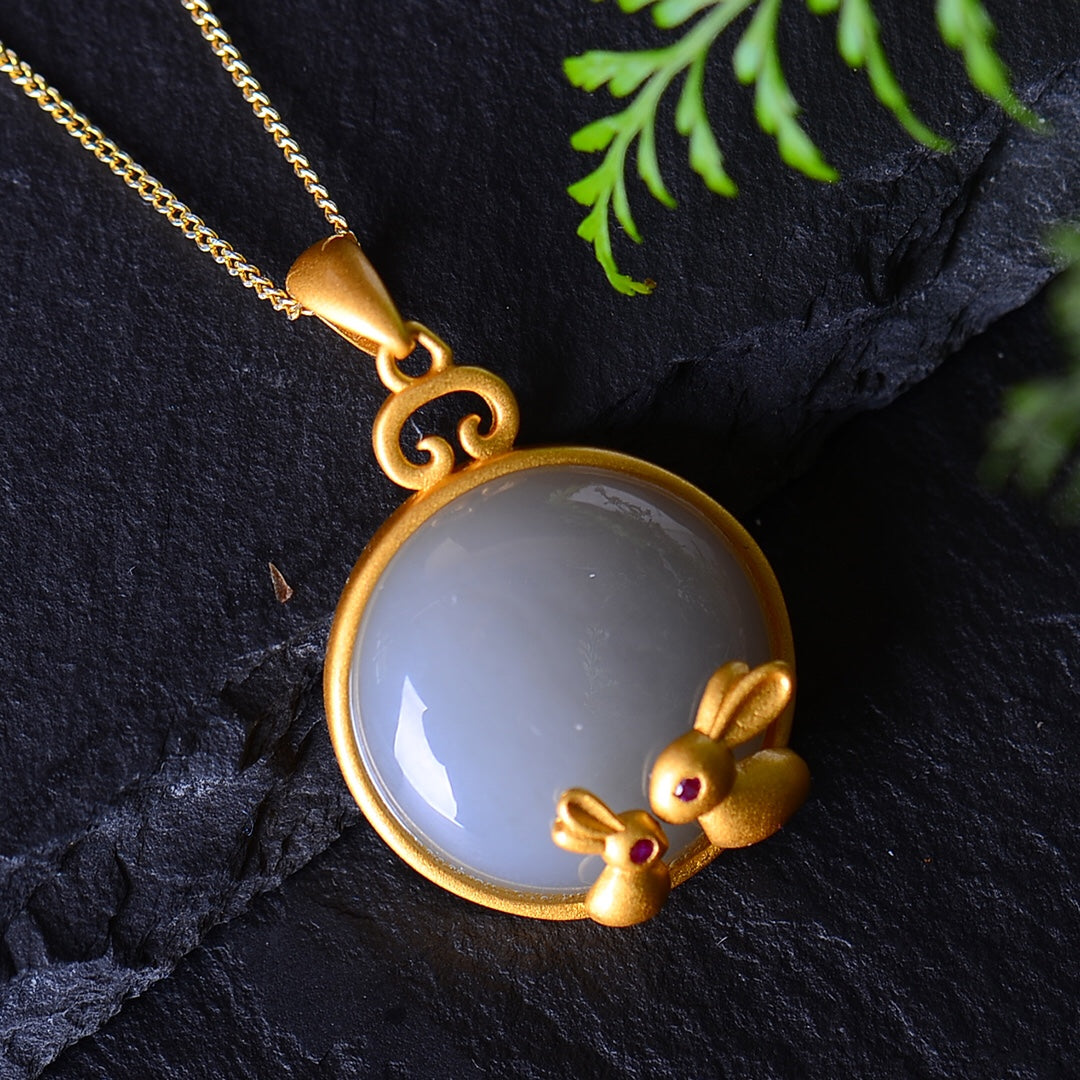S925_Sterling_Silver_Hetian_Jade_Pendant_Rabbit