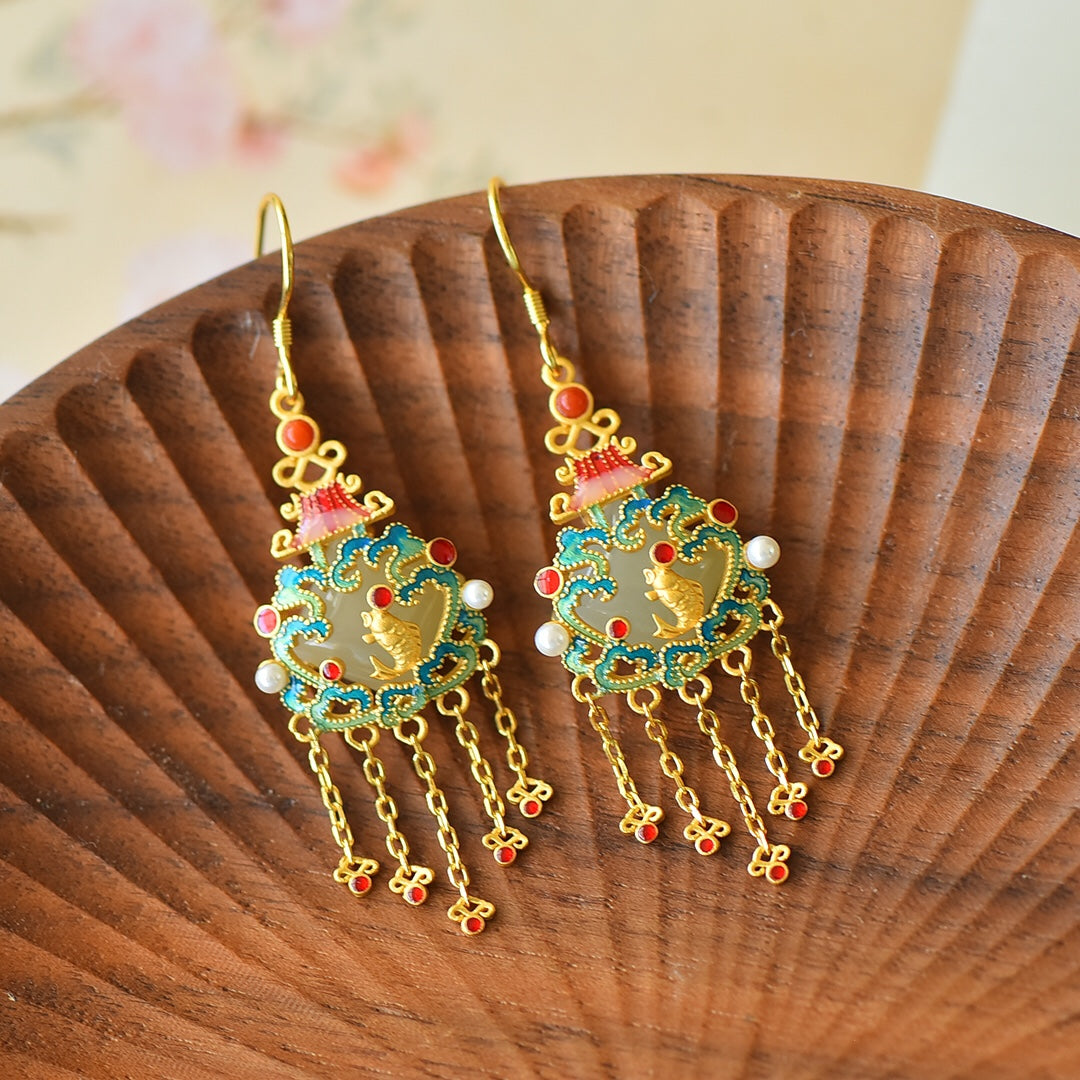 925_Silver_Nephrite_Earrings_Simple_Exquisite