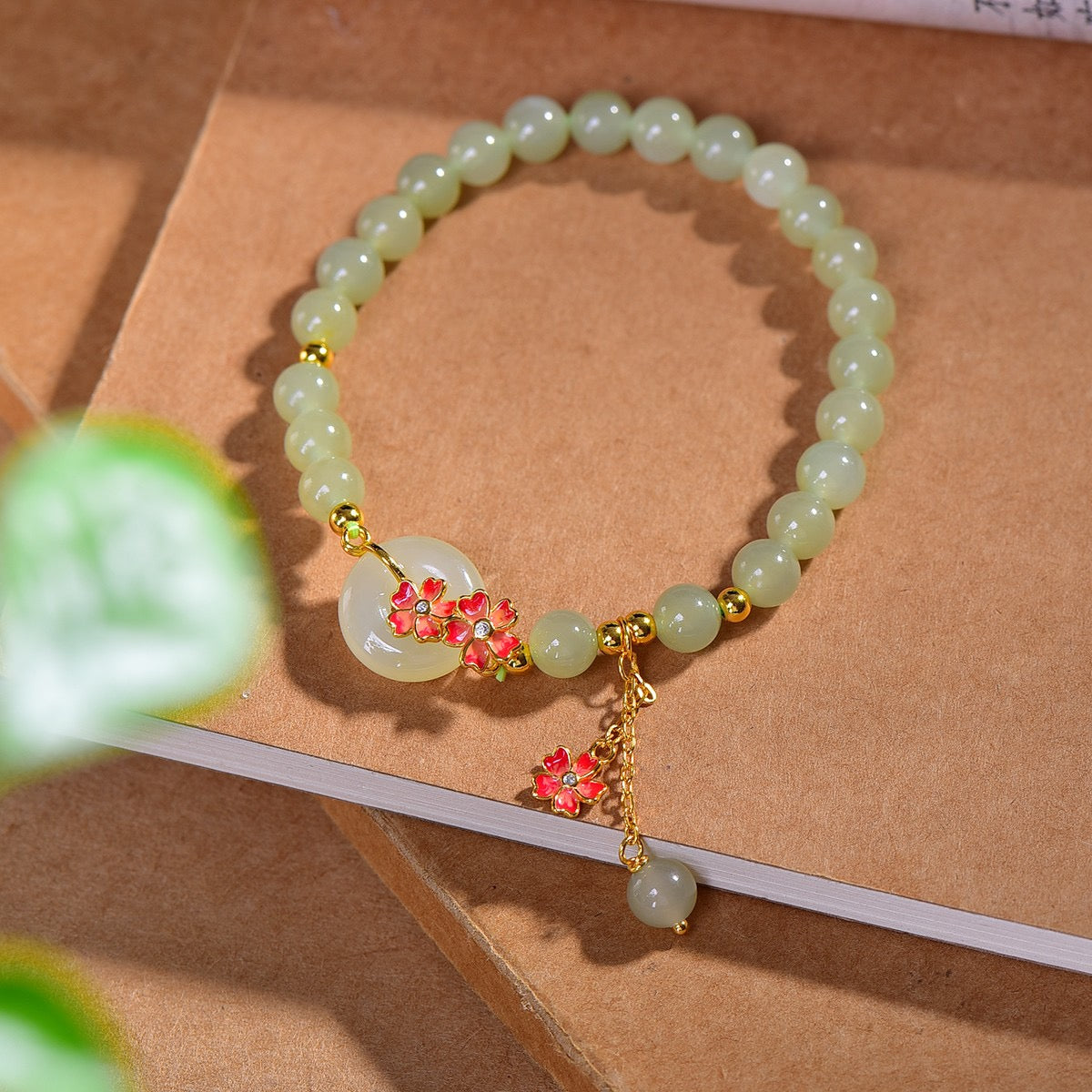 S925 Sterling Silver Green Jade Bangle - Ruyi Enamel Fine Jewelry