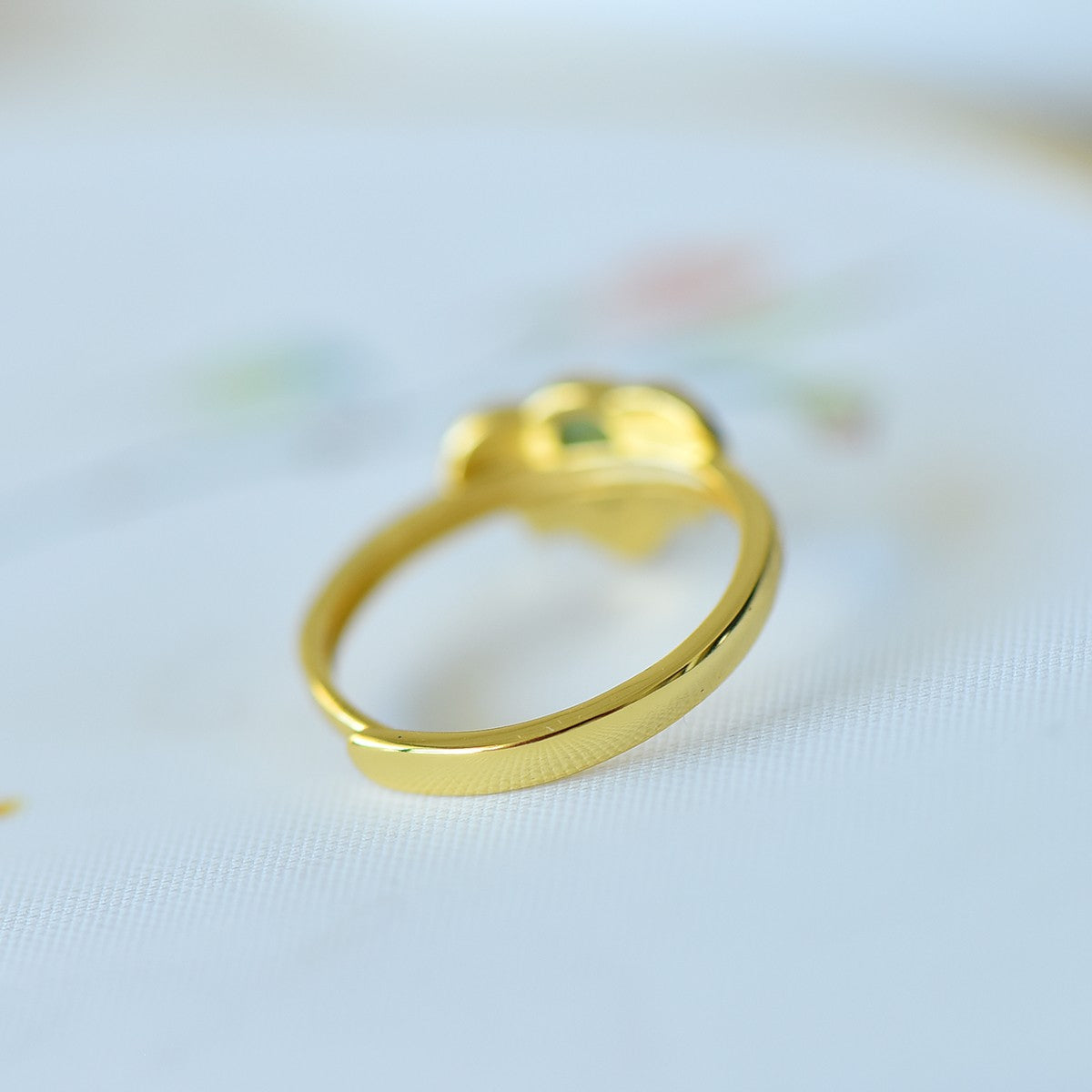 S925 Silver Nephrite Jade Lotus Water-drop Ring - Unique Design