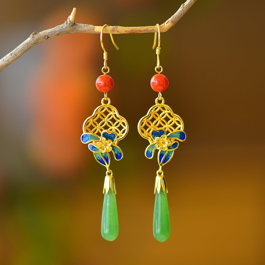 925_Silver_Nephrite_Green_Jade_Earrings_Fine_Texture