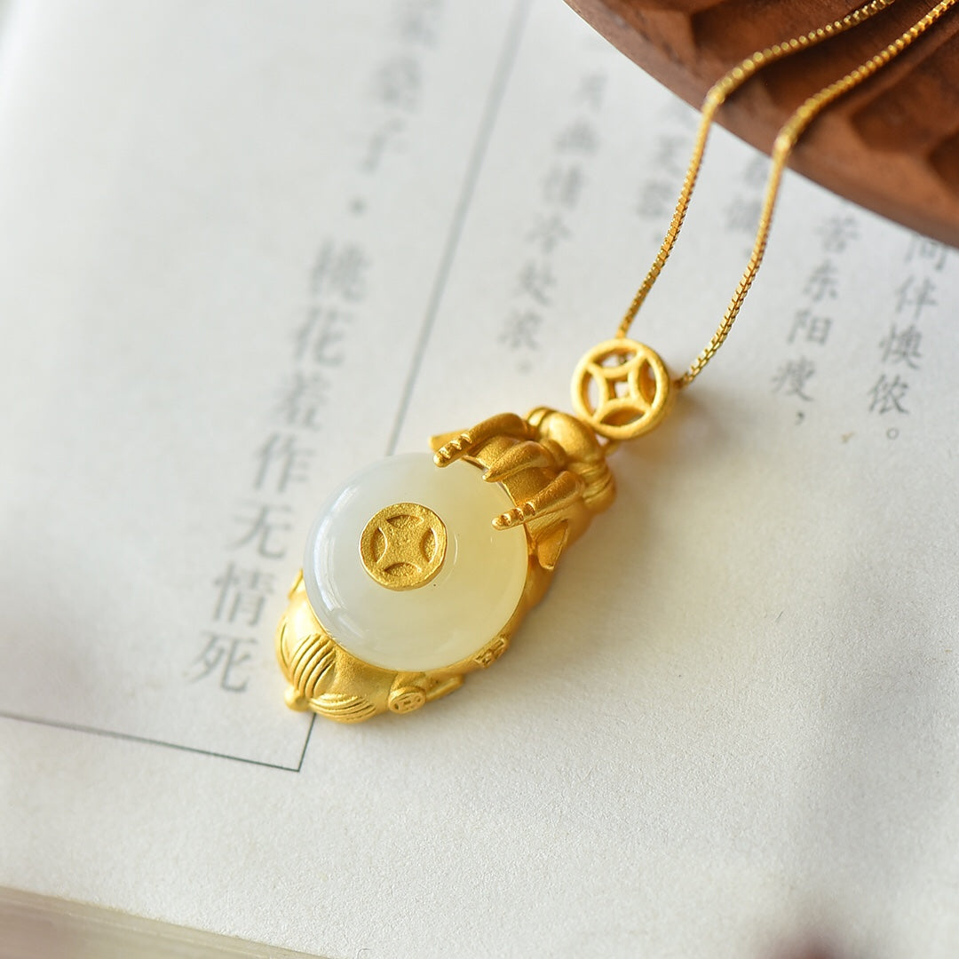 S925_Sterling_Silver_Hetian_Jade_Pendant_Pixiu
