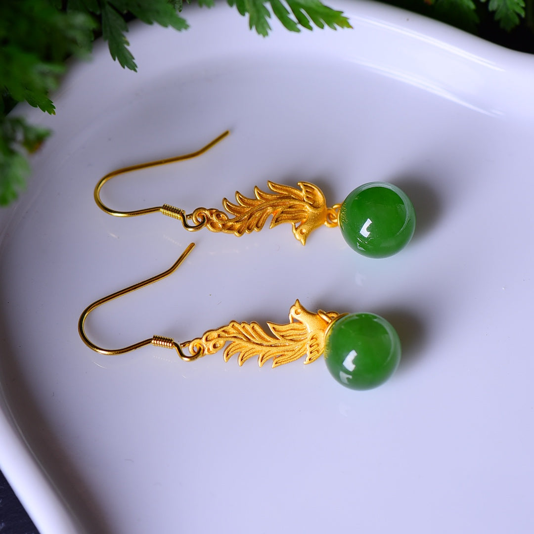 925_Silver_Nephrite_Green_Jade_Earrings_Fashion_Fine_Texture