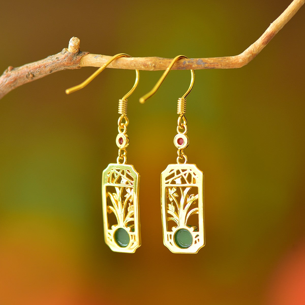 925_Silver_Nephrite_Cabochon_Earrings_Fine_Texture_With_Certificate