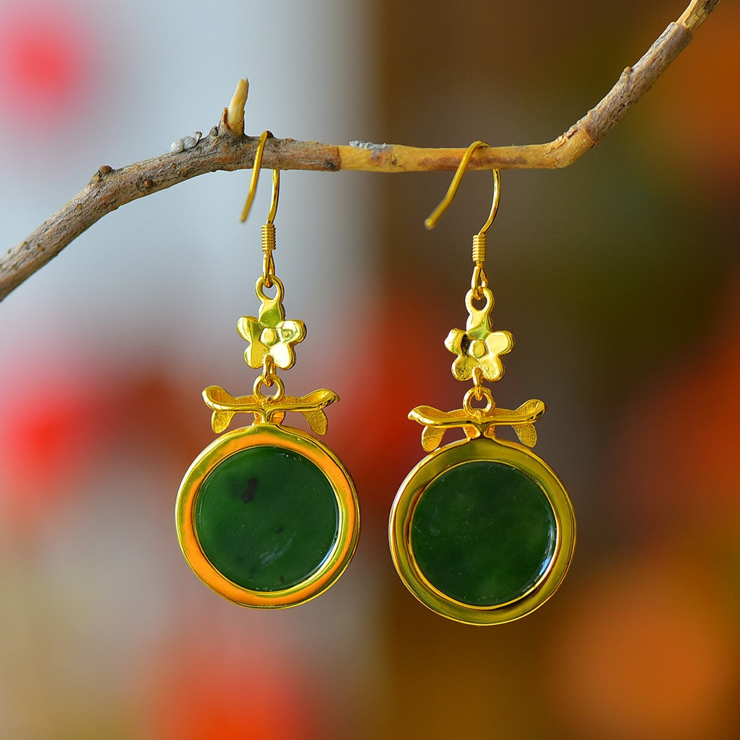 925_Silver_Nephrite_Green_Jade_Earrings_Elegant
