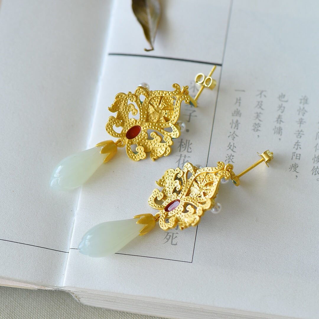 925_Silver_Yt_Nephrite_Earrings_Inlaid_Fashion